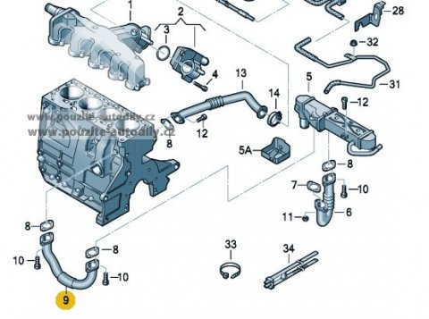 03P131521A Trubka spojovací EGR VW, Audi, Seat, Škoda