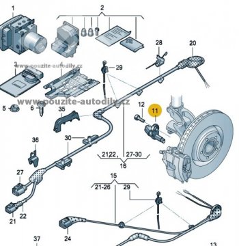 Čidlo ABS, snímač otáček originál Seat 2K0927807, WHT003864