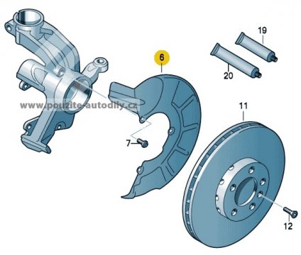 Krycí plech kotoučové brzdy vpravo 6R0615312A Seat