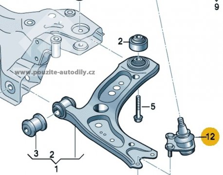 Kulový čep ramene L/P 5Q0407365E, 5Q0407366E Seat Leon 5F1