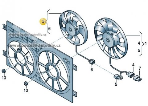 Ventilátor chladiče 1K0959455ET Seat